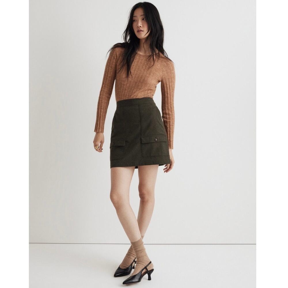 Madewell English Countryside Heritage Wool Green Cargo A-Line Mini Skirt NWT - Picture 5 of 11